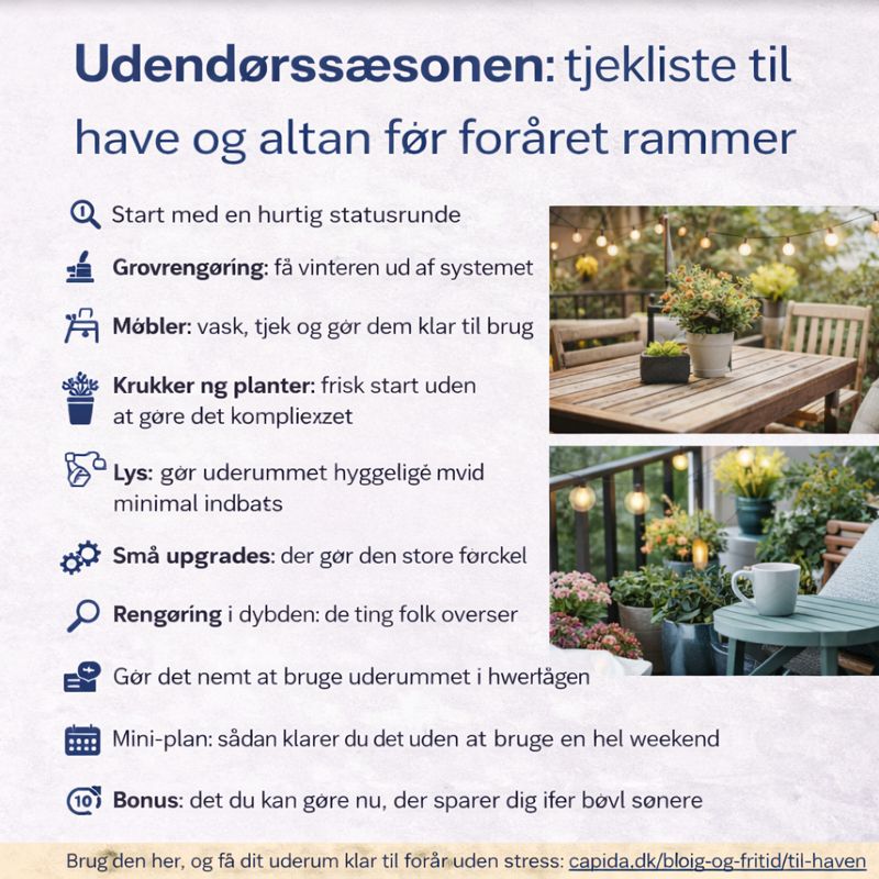 Udendørssæsonen: tjekliste til have og altan før foråret rammer