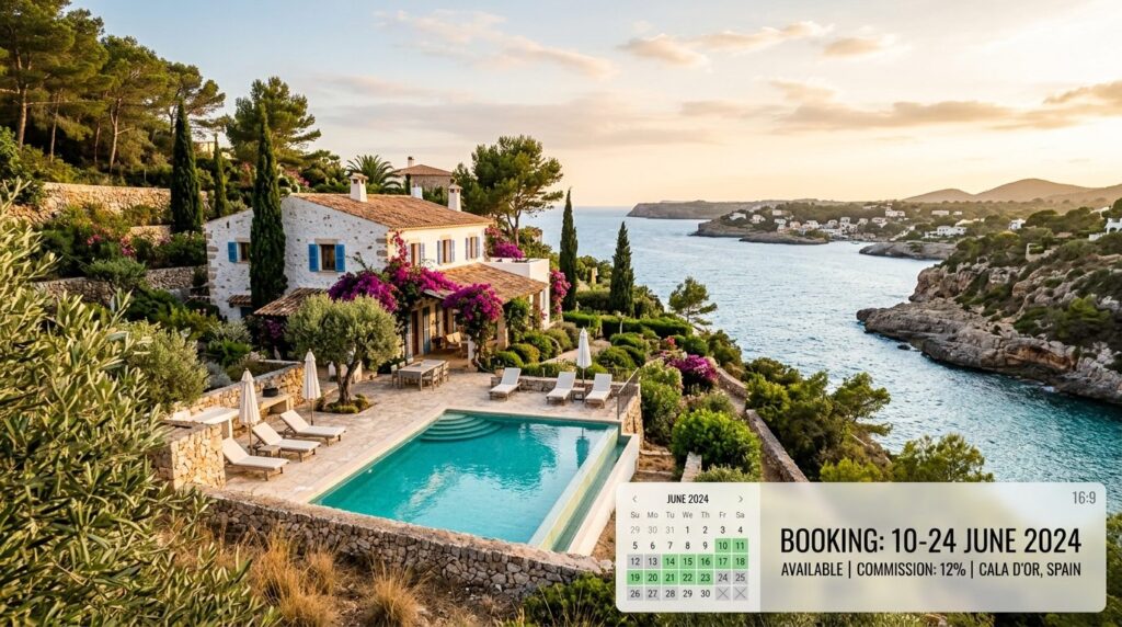 Photorealistic image of a charming Mediterranean summer hous