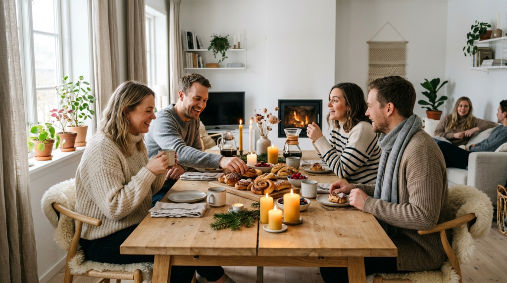 Vibrant lifestyle photography of a Scandinavian hygge-themed