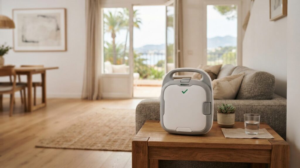 Close-up professional stock photo of a compact automated ext