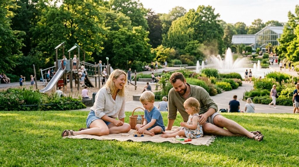 Professional travel photography, 16:9 ratio: A young family
