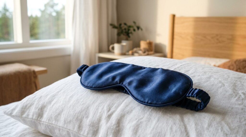 Close-up professional stock photo of premium silk sleep mask